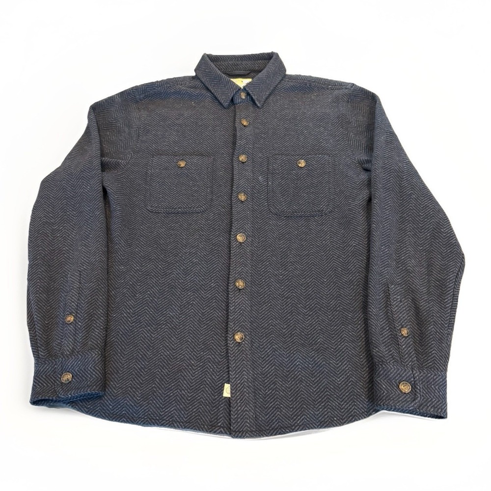 Marine Layer Pacifica Stretch Twill Shirt Men's Medium Blue Herringbone Flannel